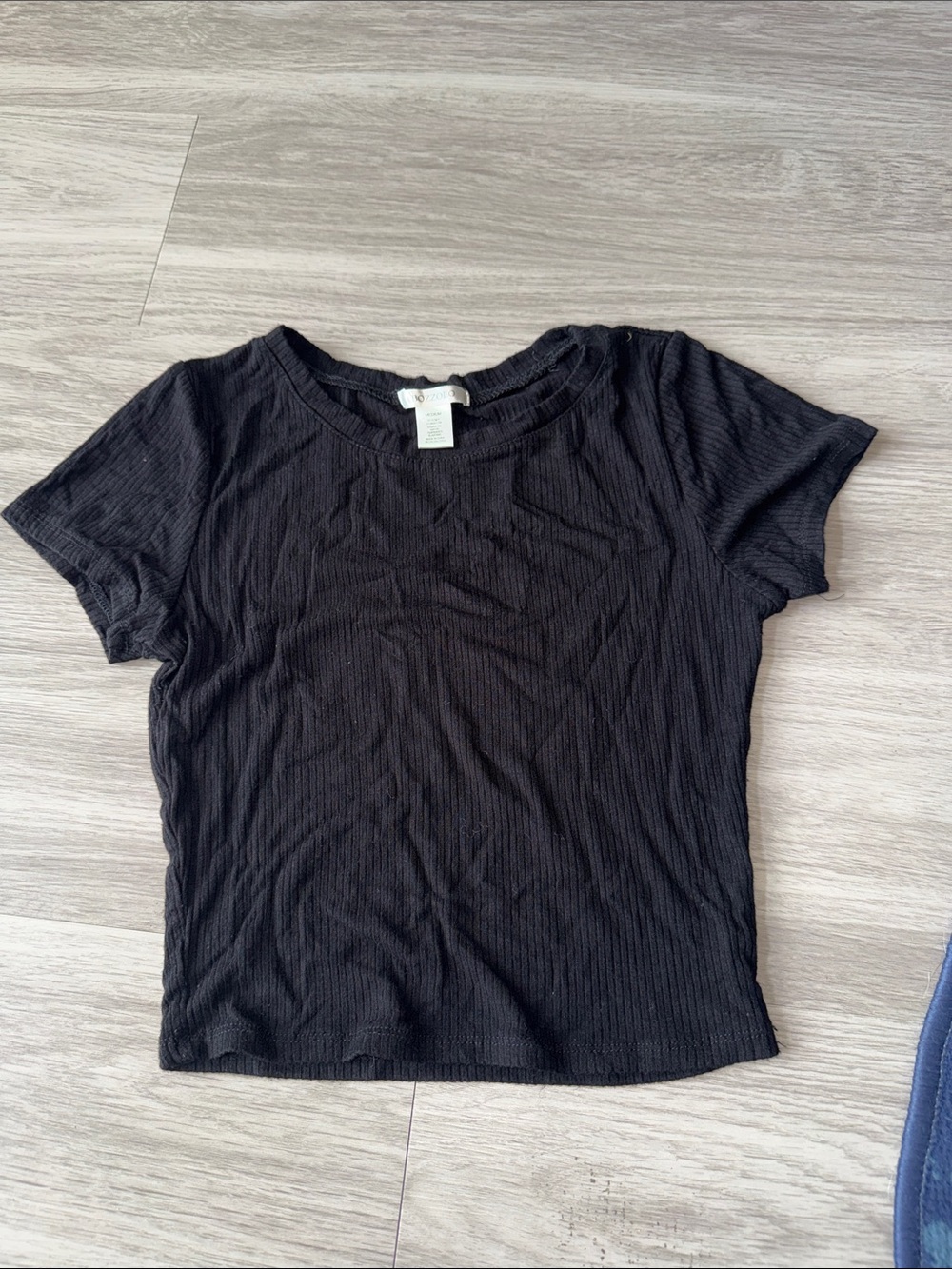 Bozzolo Black Ribbed Short Sleeve Tee